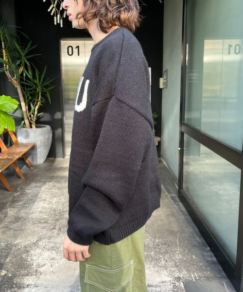 CIAOPANIC（チャオパニック）の「ビッグシルエット リバースロゴ プルオーバーニット（ニット/セーター・メンズ・ブラック/グリーン/ベージュ・MEDIUM/LARGE）」の7枚目の写真