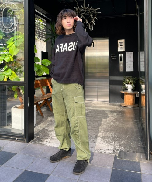 CIAOPANIC（チャオパニック）の「ビッグシルエット リバースロゴ プルオーバーニット（ニット/セーター・メンズ・ブラック/グリーン/ベージュ・MEDIUM/LARGE）」の18枚目の写真