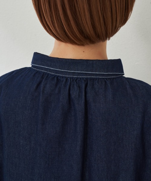 MERLOT（メルロー）の「たっぷりボリューム袖　デニムシャツワンピース（ワンピース・レディース・インディゴブルー/ブラック・FREE）」の9枚目の写真