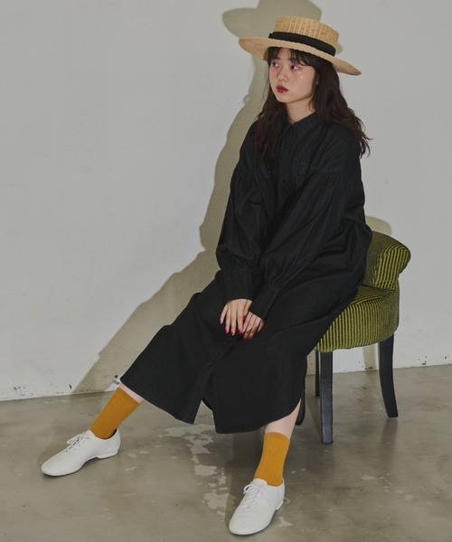 MERLOT（メルロー）の「たっぷりボリューム袖　デニムシャツワンピース（ワンピース・レディース・インディゴブルー/ブラック・FREE）」の18枚目の写真