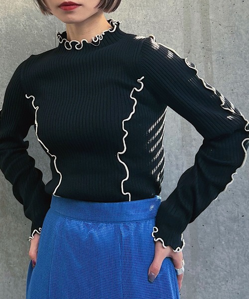 PAGEBOY(ページボーイ)の「メロータートルニット(ニット/セーター・レディース・ラベンダー/ブラック/オフホワイト・FREE)」の13枚目の写真