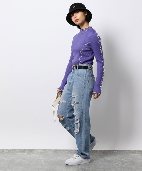 PAGEBOY(ページボーイ)の「メロータートルニット(ニット/セーター・レディース・ラベンダー/ブラック/オフホワイト・FREE)」の20枚目の写真