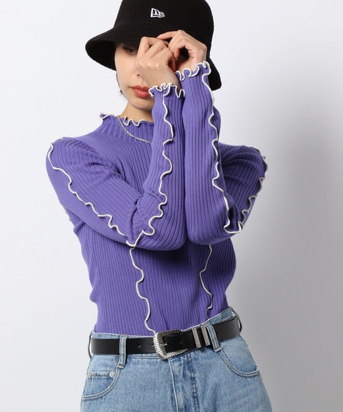 PAGEBOY(ページボーイ)の「メロータートルニット(ニット/セーター・レディース・ラベンダー/ブラック/オフホワイト・FREE)」の18枚目の写真