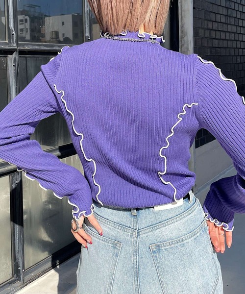 PAGEBOY(ページボーイ)の「メロータートルニット(ニット/セーター・レディース・ラベンダー/ブラック/オフホワイト・FREE)」の17枚目の写真