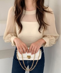 ボリュームスリーブシアーブラウス