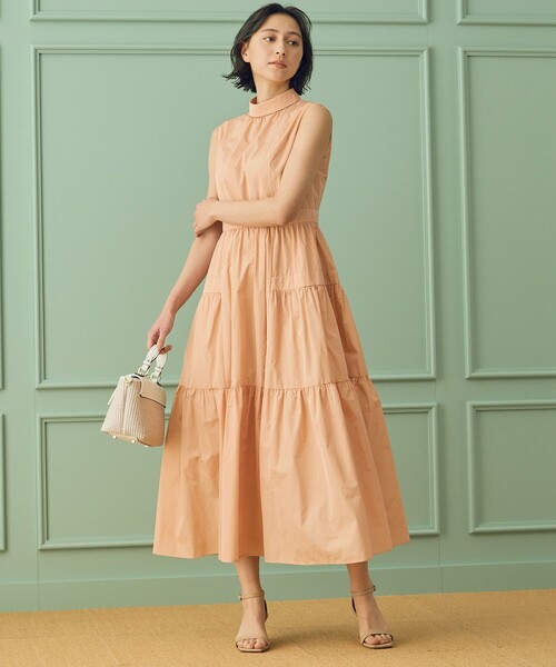 【ANAYI】2023年＊シャンブレータフタティアードワンピース　グリーン　36 セール】シャンブレータフタティアード ワンピース（ワンピース