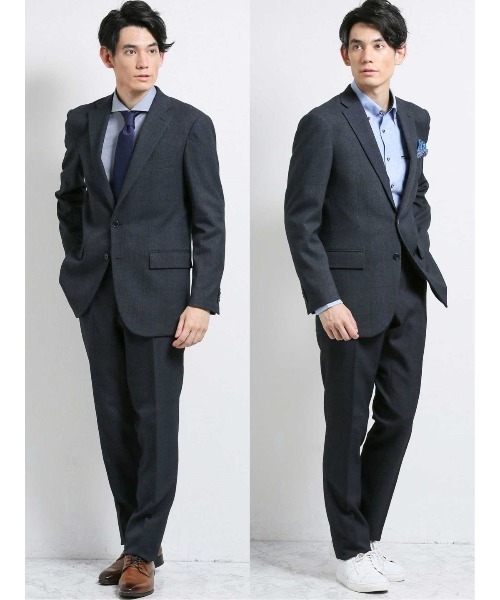 エムエフエディトリアルメンズ/m.f.editorial：MEN グレンチェック柄 2ボタン2パンツ ビジネスセットアップスーツ