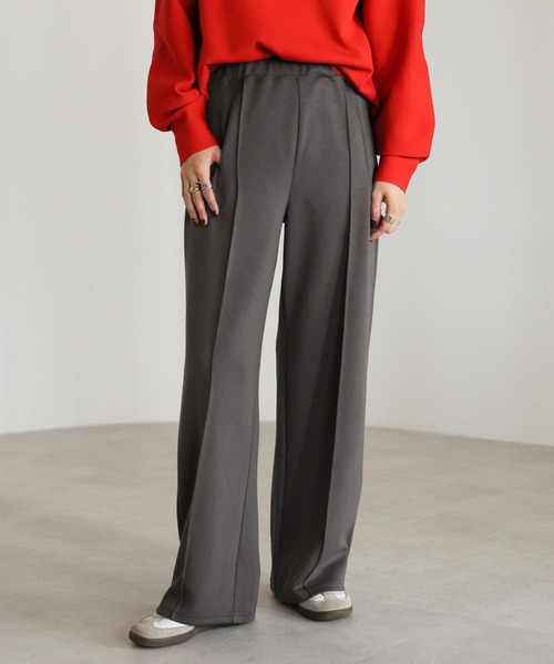 セール】センタープレスストレッチワイドパンツ（スラックス