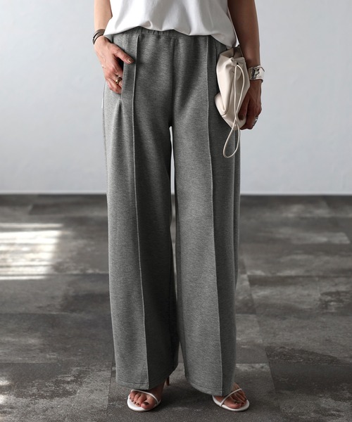 セール】センタープレスストレッチワイドパンツ（スラックス