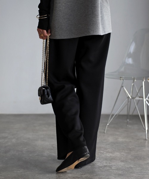 Bonjour Sagan（ボンジュールサガン）の「センタープレスストレッチワイドパンツ（スラックス・レディース・ブラウン/アイボリー/ブラック/ベージュ/グレー/ホワイト/グレイッシュベージュ/チャコールグレー・FREE）」の20枚目の写真