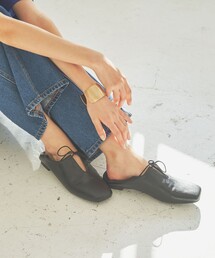 coen | スクエアレースフラットシューズ(スリッポン)