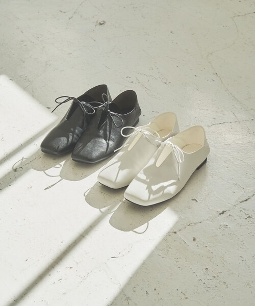 coen（コーエン）の「スクエアレースフラットシューズ（スリッポン・レディース・ホワイト/ブラック・S/M/L/XL）」の7枚目の写真