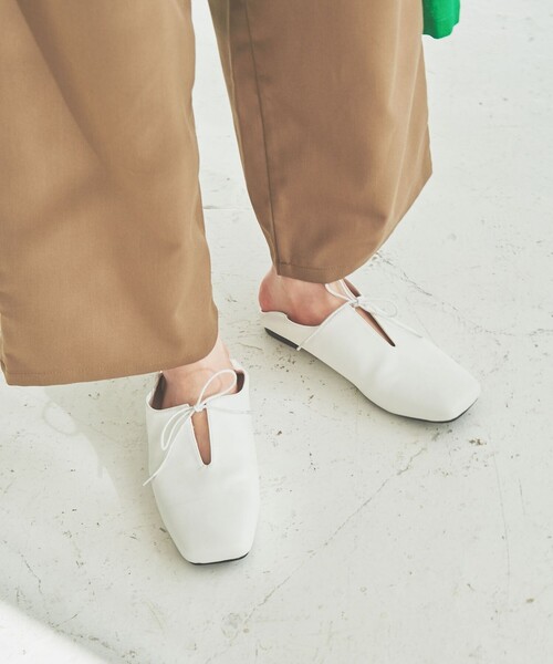 coen（コーエン）の「スクエアレースフラットシューズ（スリッポン・レディース・ホワイト/ブラック・S/M/L/XL）」の8枚目の写真