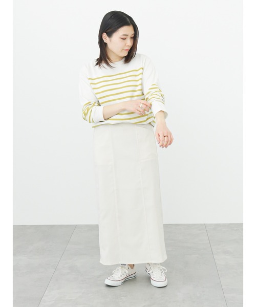 Samansa Mos2 blue（サマンサモスモスブルー）の「パネルボーダーニットプルオーバー（ニット/セーター・レディース・ネイビー/イエロー/グリーン・ﾌﾘ-）」の19枚目の写真