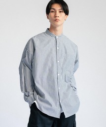 オーバーサイズ バンドカラーブロード長袖シャツ