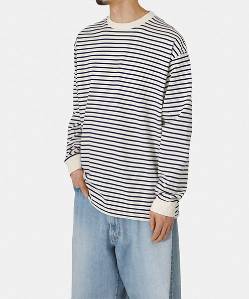 GOLD（ゴールド）の「東洋エンタープライズ GOLD / ゴールド：ORGANIC COTTON BORDER L/S T-SHIRT：23A-GL69101[MUS]（Tシャツ/カットソー・メンズ・ベージュ系その他/ブルー系その他・L/M/XL）」の10枚目の写真