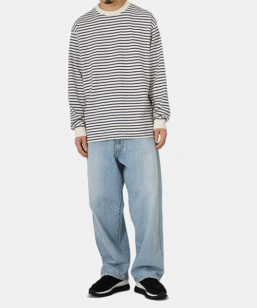 GOLD（ゴールド）の「東洋エンタープライズ GOLD / ゴールド：ORGANIC COTTON BORDER L/S T-SHIRT：23A-GL69101[MUS]（Tシャツ/カットソー・メンズ・ベージュ系その他/ブルー系その他・L/M/XL）」の7枚目の写真