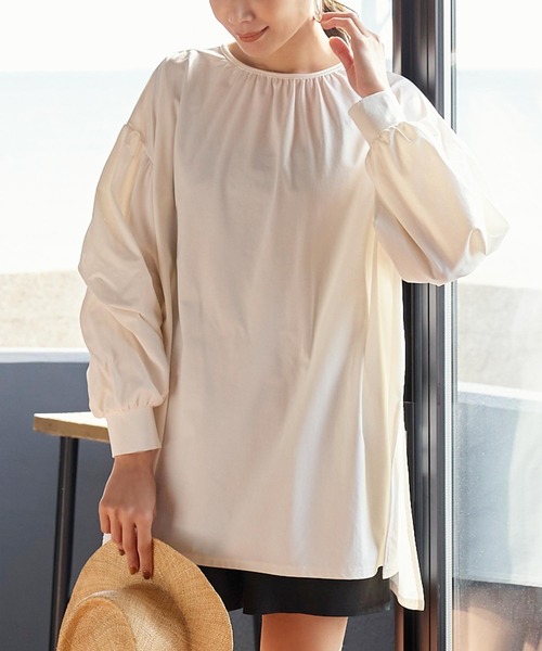 UVカット吸水速乾ラッシュガードウエストストリングオーバーブラウス