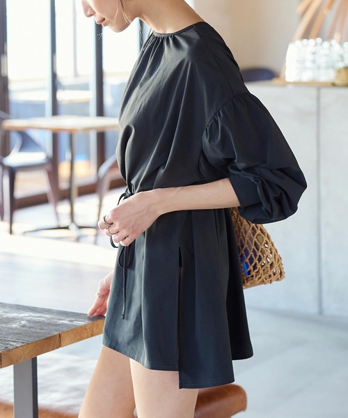 UVカット吸水速乾ラッシュガードウエストストリングオーバーブラウス