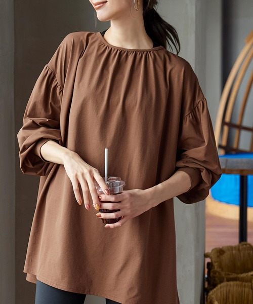 UVカット吸水速乾ラッシュガードウエストストリングオーバーブラウス