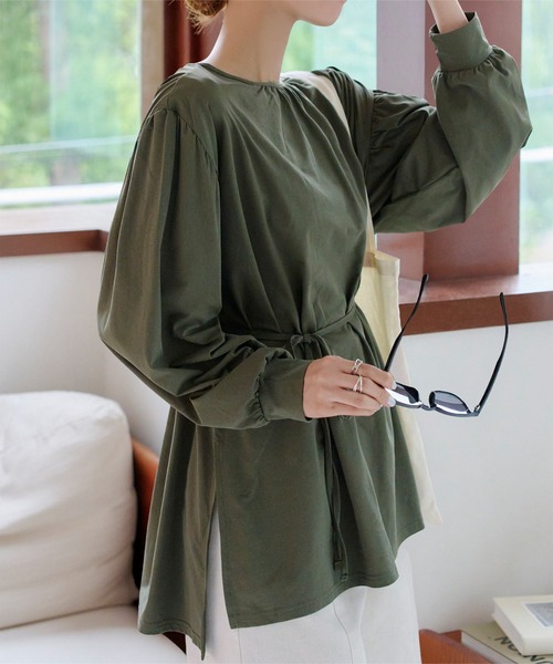 UVカット吸水速乾ラッシュガードウエストストリングオーバーブラウス