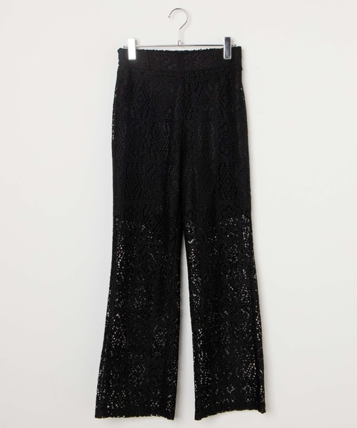 WEGO（ウィゴー）の「WEGO/【セットアップ対応】レースセミフレアパンツ（スラックス・レディース・ブラック/ホワイト・FREE）」の19枚目の写真