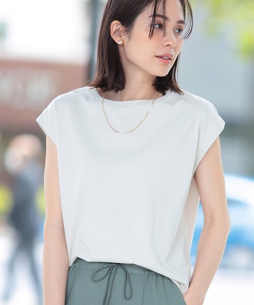 THE SHOP TK (ザ ショップ ティーケー )の「◆【腕周り・首周りスッキリ見え/洗濯機で洗える】special_cottonフレンチノースリーブ(Tシャツ/カットソー・レディース・ホワイト系/ブラック/ライトグレー/こしょう色系・12/13)」の3枚目の写真