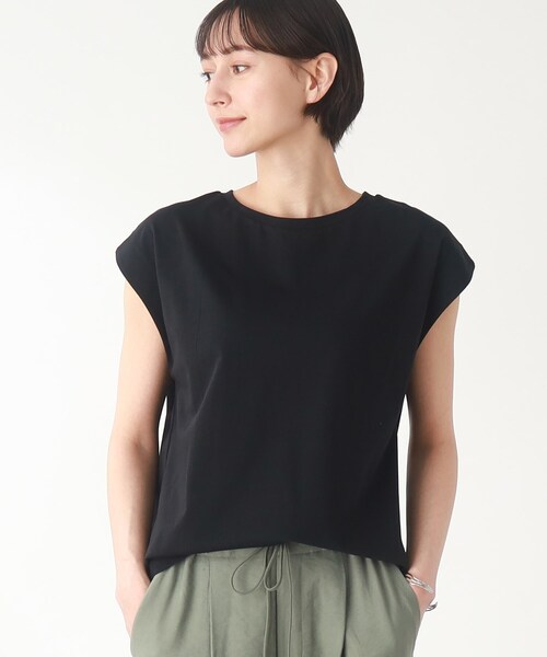 THE SHOP TK (ザ ショップ ティーケー )の「◆【腕周り・首周りスッキリ見え/洗濯機で洗える】special_cottonフレンチノースリーブ(Tシャツ/カットソー・レディース・ホワイト系/ブラック/ライトグレー/こしょう色系・12/13)」の2枚目の写真