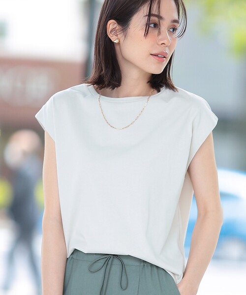 THE SHOP TK (ザ ショップ ティーケー )の「◆【腕周り・首周りスッキリ見え/洗濯機で洗える】special_cottonフレンチノースリーブ(Tシャツ/カットソー・レディース・ホワイト系/ブラック/ライトグレー/こしょう色系・12/13)」の9枚目の写真