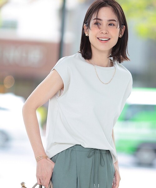 THE SHOP TK (ザ ショップ ティーケー )の「◆【腕周り・首周りスッキリ見え/洗濯機で洗える】special_cottonフレンチノースリーブ(Tシャツ/カットソー・レディース・ホワイト系/ブラック/ライトグレー/こしょう色系・12/13)」の10枚目の写真