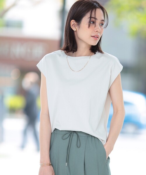 THE SHOP TK (ザ ショップ ティーケー )の「◆【腕周り・首周りスッキリ見え/洗濯機で洗える】special_cottonフレンチノースリーブ(Tシャツ/カットソー・レディース・ホワイト系/ブラック/ライトグレー/こしょう色系・12/13)」の11枚目の写真