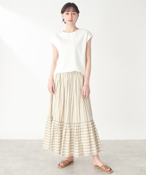 THE SHOP TK (ザ ショップ ティーケー )の「◆【腕周り・首周りスッキリ見え/洗濯機で洗える】special_cottonフレンチノースリーブ(Tシャツ/カットソー・レディース・ホワイト系/ブラック/ライトグレー/こしょう色系・12/13)」の16枚目の写真