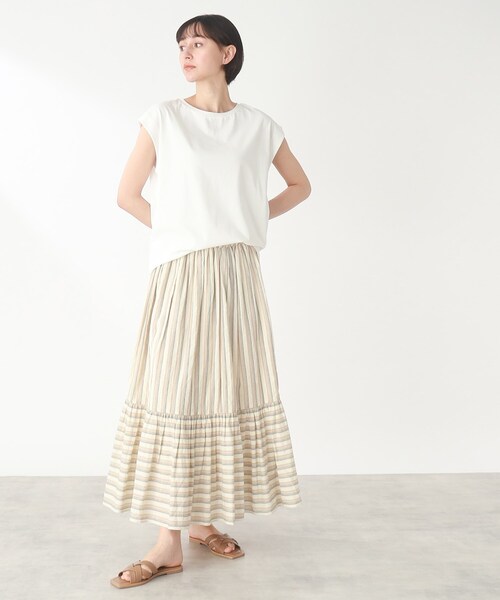 THE SHOP TK (ザ ショップ ティーケー )の「◆【腕周り・首周りスッキリ見え/洗濯機で洗える】special_cottonフレンチノースリーブ(Tシャツ/カットソー・レディース・ホワイト系/ブラック/ライトグレー/こしょう色系・12/13)」の17枚目の写真