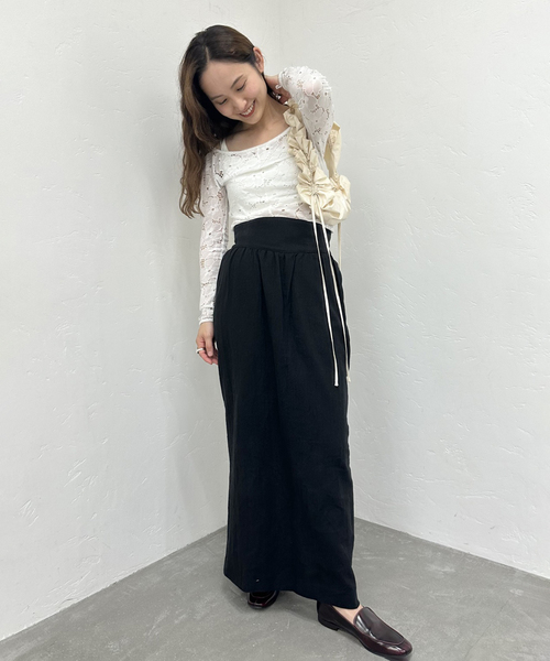 EDIT. FOR LULU（エディットフォールル）の「リネンMIXコルセットスカート（スカート・レディース・ブラック/ベージュ・34/36）」の10枚目の写真