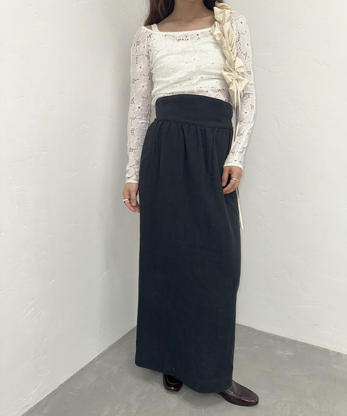 EDIT. FOR LULU（エディットフォールル）の「リネンMIXコルセットスカート（スカート・レディース・ブラック/ベージュ・34/36）」の3枚目の写真