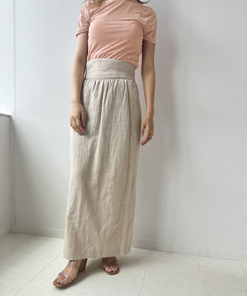 EDIT. FOR LULU（エディットフォールル）の「リネンMIXコルセットスカート（スカート・レディース・ブラック/ベージュ・34/36）」の4枚目の写真