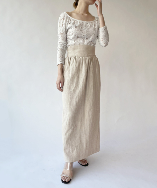 EDIT. FOR LULU（エディットフォールル）の「リネンMIXコルセットスカート（スカート・レディース・ブラック/ベージュ・34/36）」の8枚目の写真