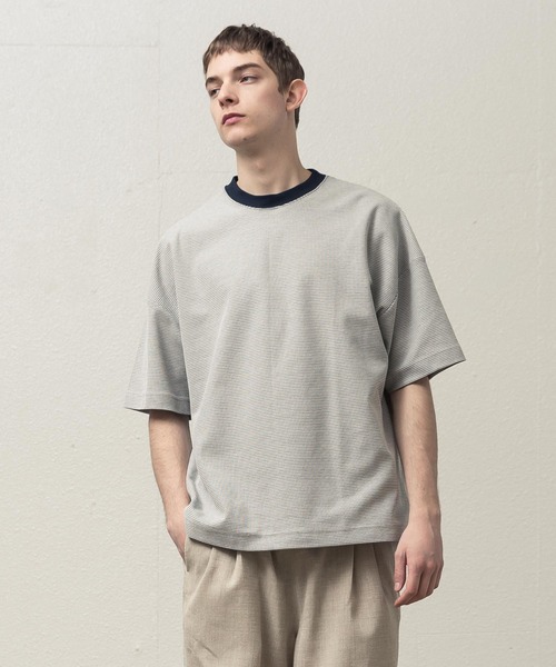 SLICK(スリック)の「ハニカムボーダーTシャツ(Tシャツ/カットソー・メンズ・ホワイト/ブラック/ヘザーグレー・1/2/3)」の2枚目の写真