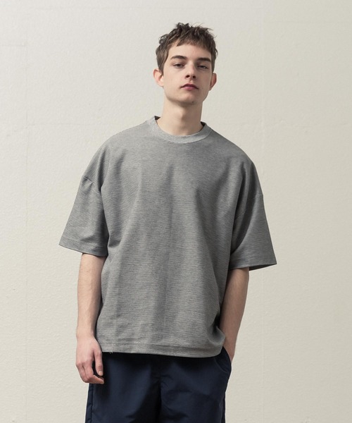 SLICK(スリック)の「ハニカムボーダーTシャツ(Tシャツ/カットソー・メンズ・ホワイト/ブラック/ヘザーグレー・1/2/3)」の3枚目の写真