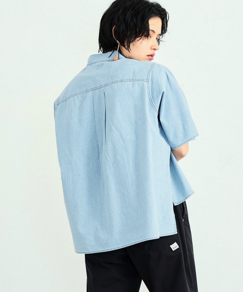 Lee（リー）の「チャイナシャツ（シャツ/ブラウス・レディース・ピンクベージュ/ピンク/ライトインディゴブルー/ブラック・FREE）」の7枚目の写真