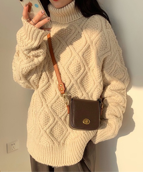 LOPASS（ロパス）の「レトロなミニカジュアルショルダーバッグ（ショルダーバッグ・レディース・ブラウン・L/M）」の6枚目の写真