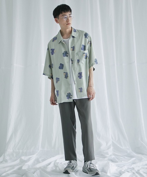 PUBLIC TOKYO（パブリックトウキョウ）の「ソフティワイドプリントオープンシャツ（シャツ/ブラウス・メンズ・ミント/アイボリー/ネイビー・2/1）」の19枚目の写真