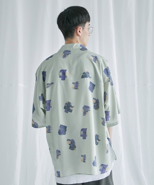 PUBLIC TOKYO（パブリックトウキョウ）の「ソフティワイドプリントオープンシャツ（シャツ/ブラウス・メンズ・ミント/アイボリー/ネイビー・2/1）」の13枚目の写真