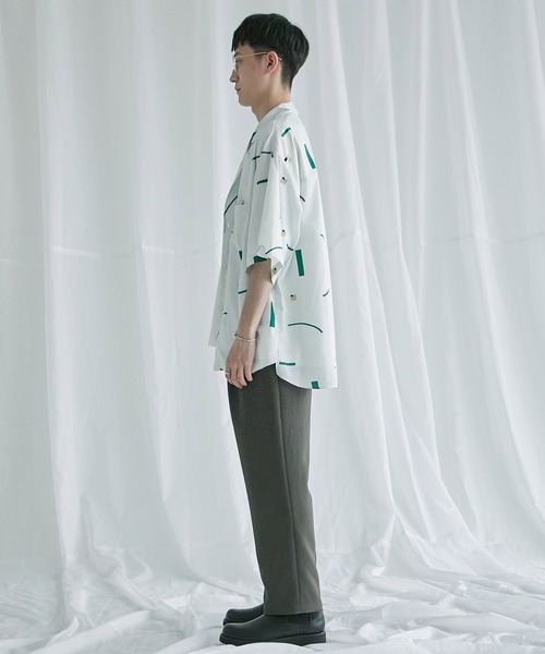 PUBLIC TOKYO（パブリックトウキョウ）の「ソフティワイドプリントオープンシャツ（シャツ/ブラウス・メンズ・ミント/アイボリー/ネイビー・2/1）」の11枚目の写真