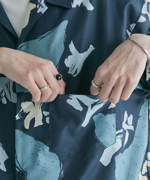 PUBLIC TOKYO（パブリックトウキョウ）の「ソフティワイドプリントオープンシャツ（シャツ/ブラウス・メンズ・ミント/アイボリー/ネイビー・2/1）」の20枚目の写真