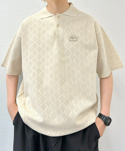 WHO'S WHO gallery（フーズフーギャラリー）の「COOPER FACTエアリーニットポロ（ポロシャツ・メンズ・ブラック/ホワイト/マスタード・FREE）」の2枚目の写真