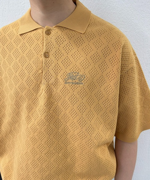 WHO'S WHO gallery（フーズフーギャラリー）の「COOPER FACTエアリーニットポロ（ポロシャツ・メンズ・ブラック/ホワイト/マスタード・FREE）」の4枚目の写真