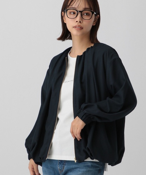 saloon（サルーン）の「SALOON(サルーン)/フィブリルサテンブルゾン（ブルゾン・レディース・ホワイト/ネイビー/ブルー・FREE）」の3枚目の写真