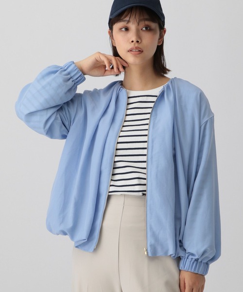 saloon（サルーン）の「SALOON(サルーン)/フィブリルサテンブルゾン（ブルゾン・レディース・ホワイト/ネイビー/ブルー・FREE）」の6枚目の写真