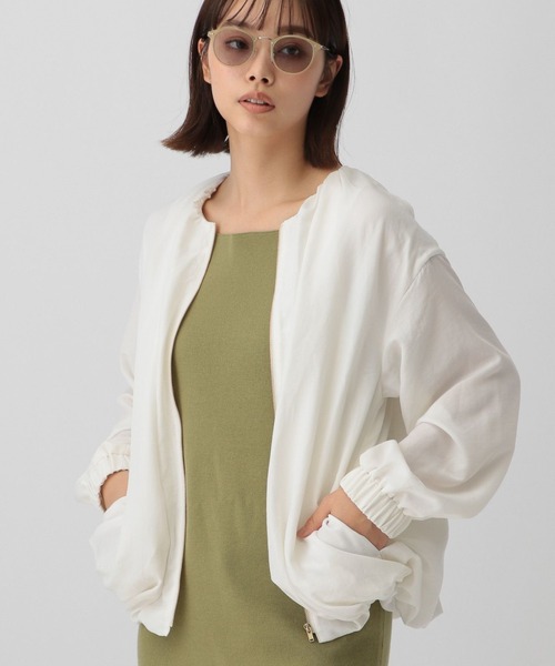 saloon（サルーン）の「SALOON(サルーン)/フィブリルサテンブルゾン（ブルゾン・レディース・ホワイト/ネイビー/ブルー・FREE）」の4枚目の写真